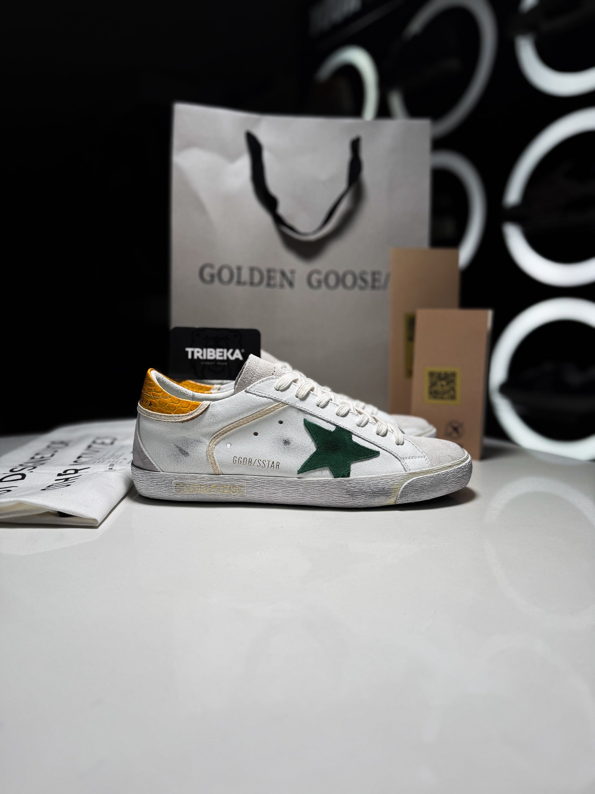 GOLDEN GOOSE SSTAR WHITE/YELLOW GREEN