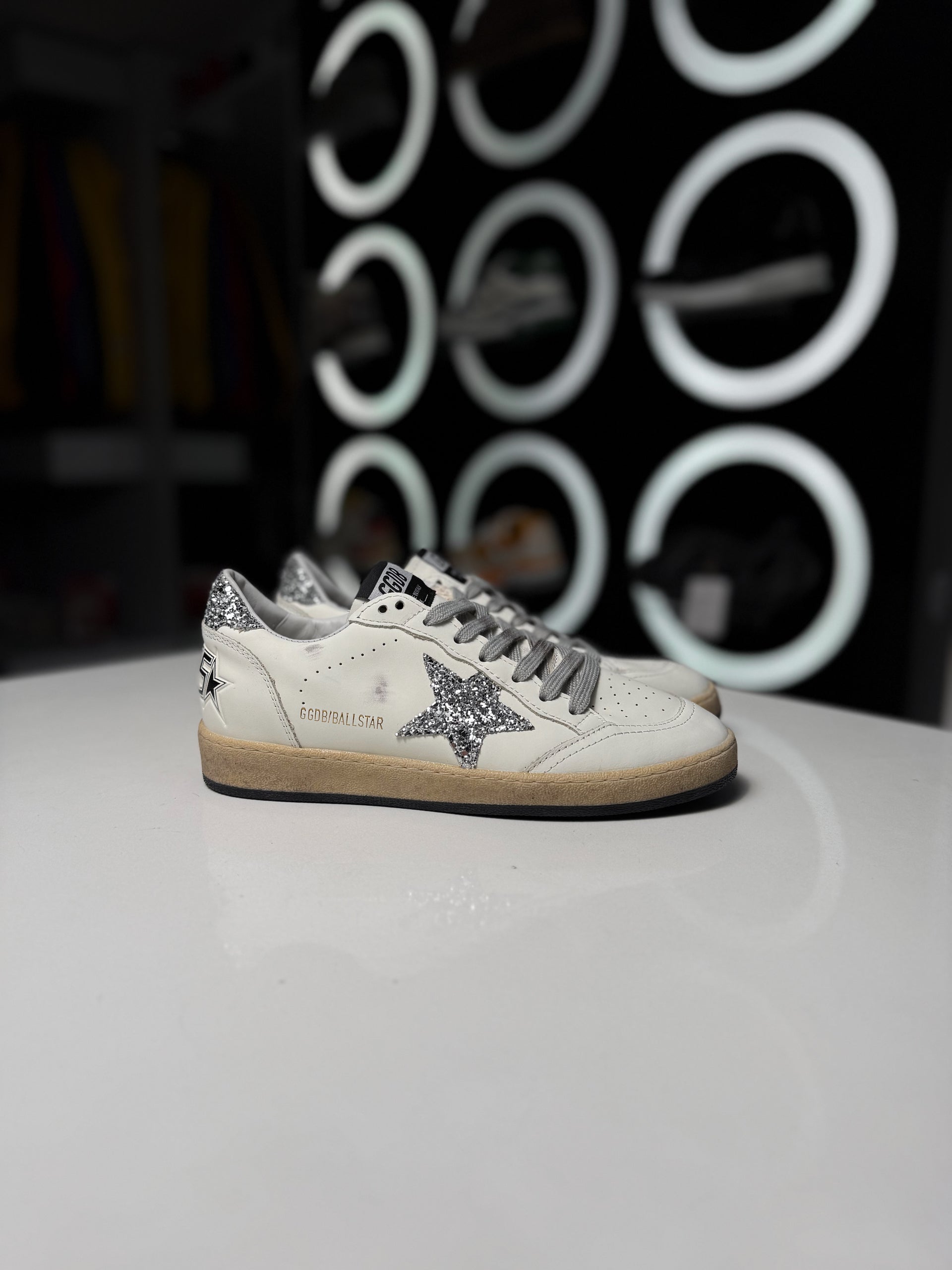 GOLDEN GOOSE BALLSTAR WHITE SILVER