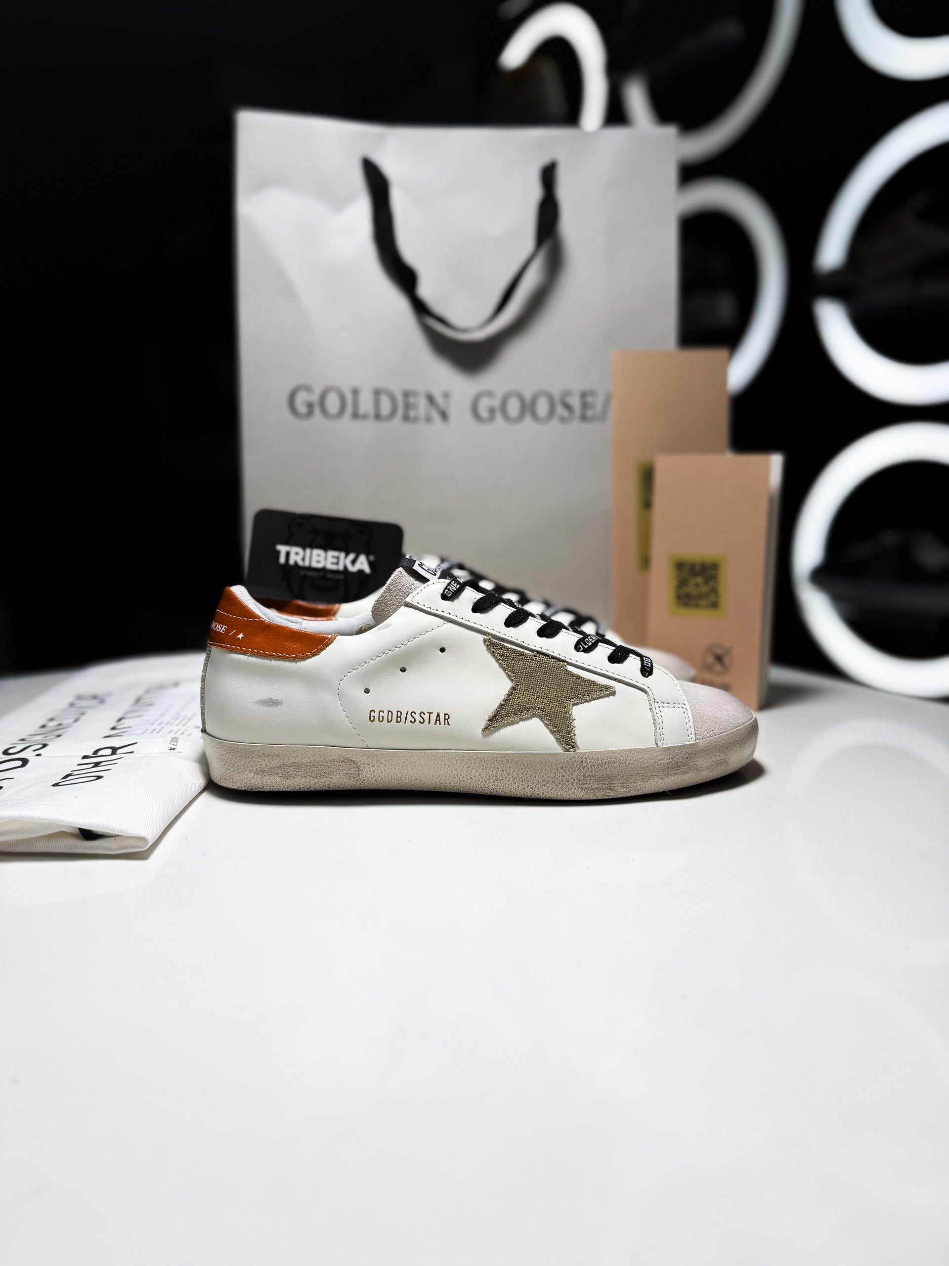GOLDEN GOOSE SSTAR WHITE BROWN