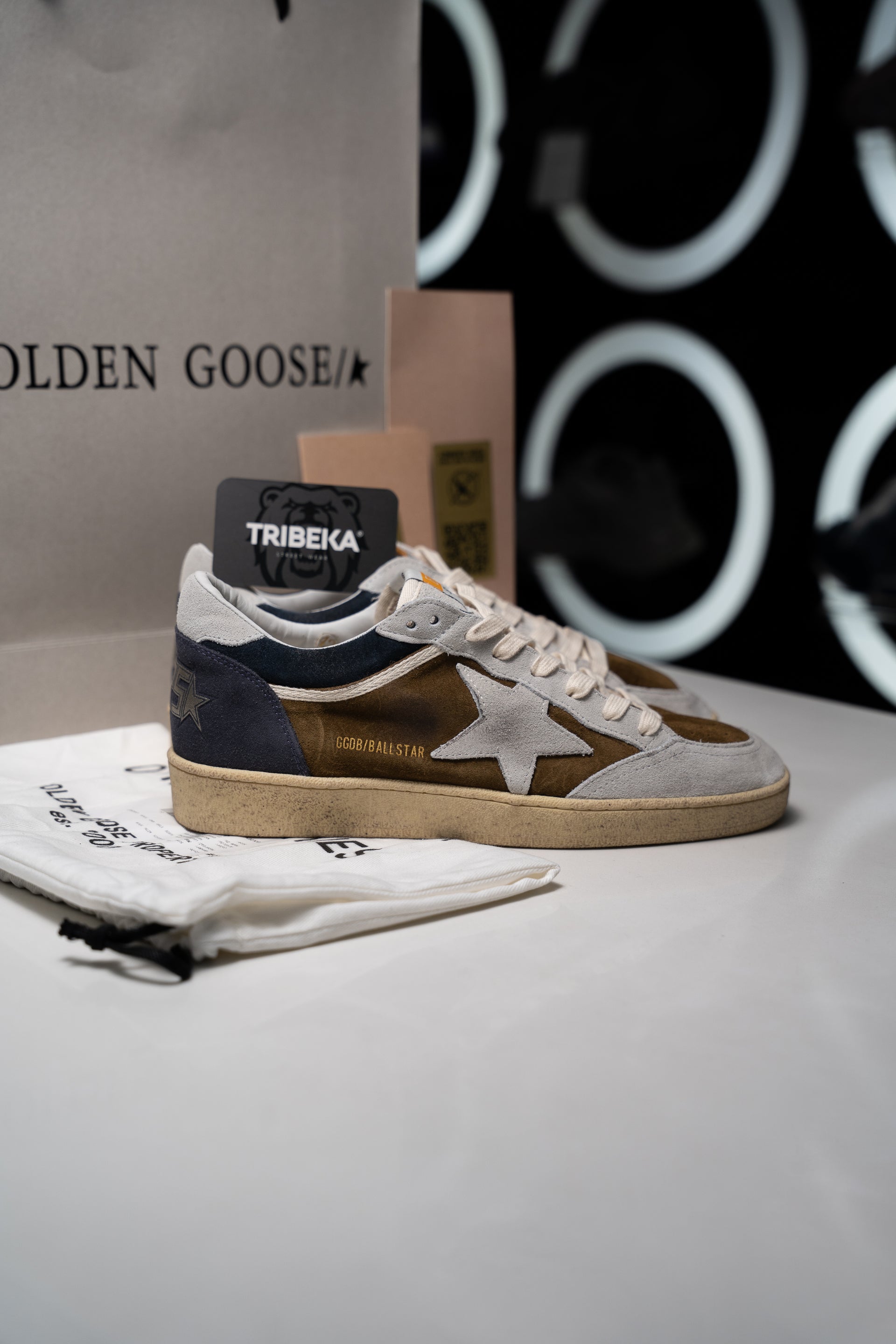 GOLDEN GOOSE BALLSTAR SUEDE BROWN BLUE