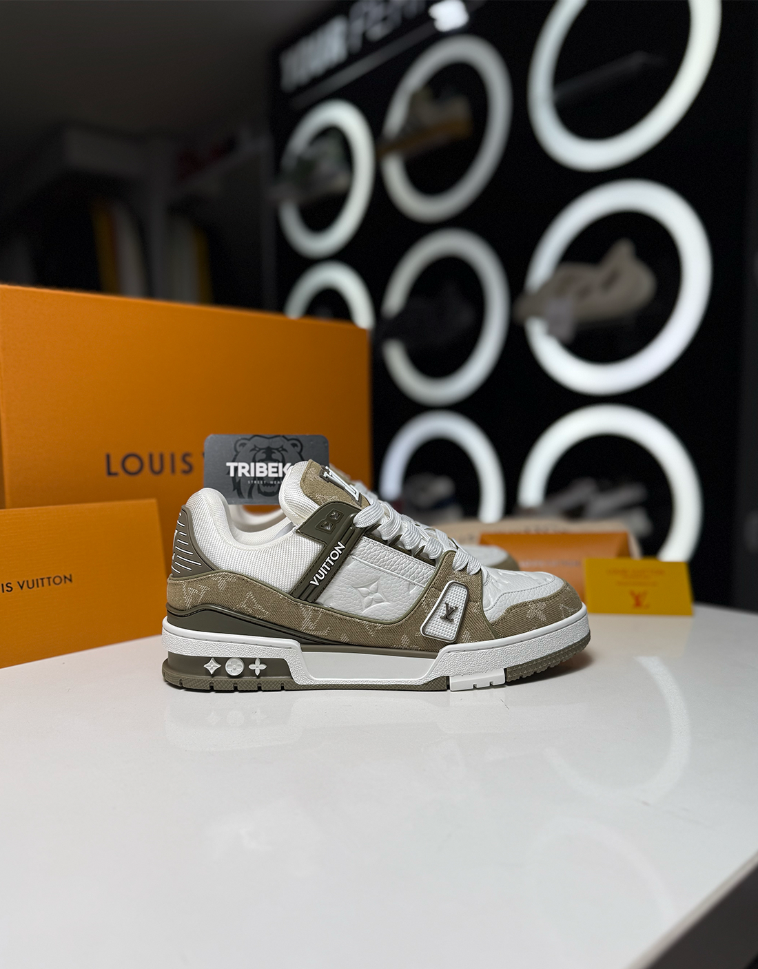 LV TRAINERS MONOGRAM GREEN KHAKI