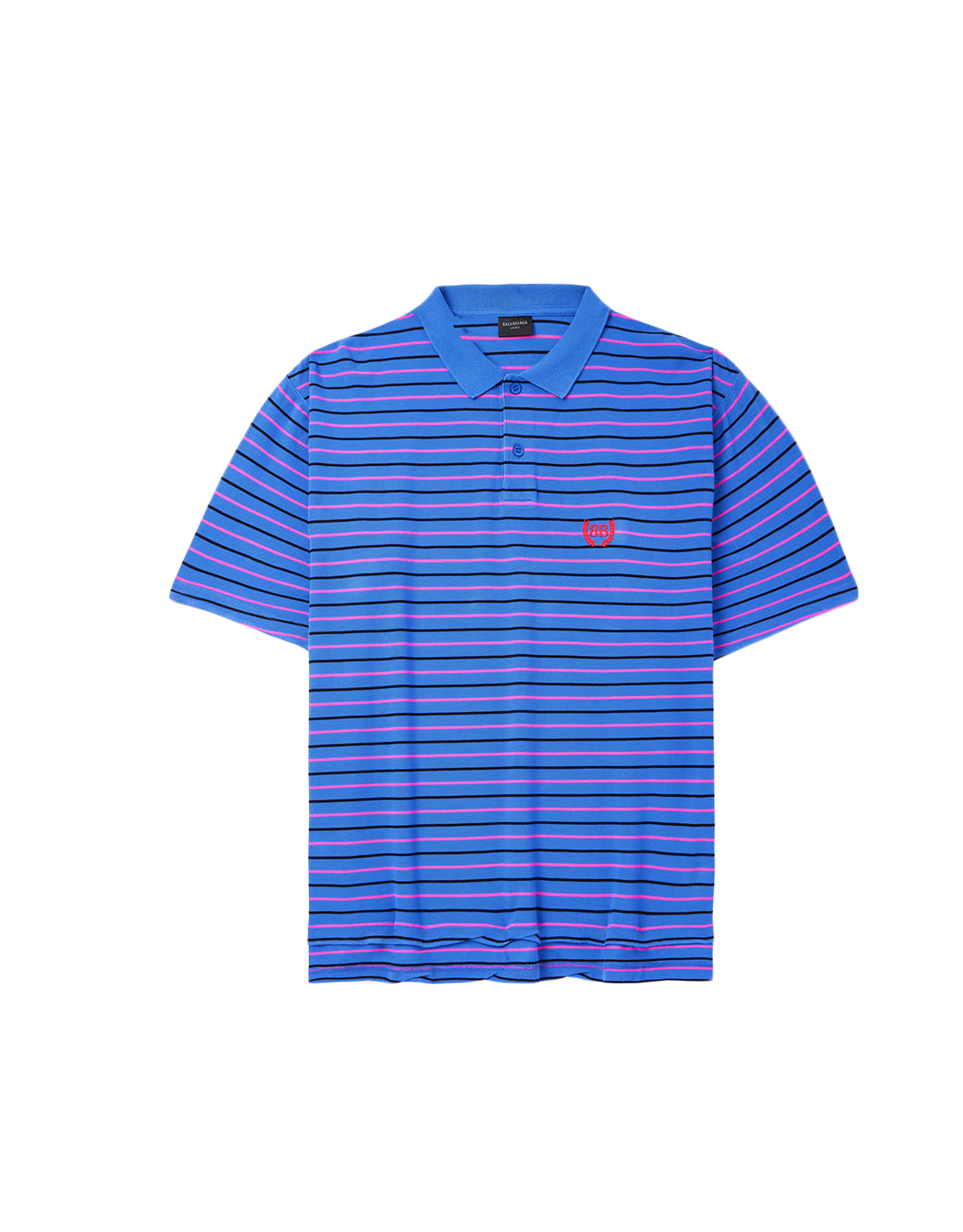 BALENCIAGA BLUE WHITE POLO WITH STRIPED PATTERN
