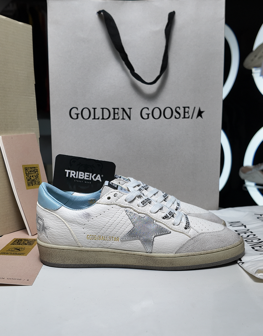 GOLDEN GOOSE BALLSTAR WHITE BLUE FOG