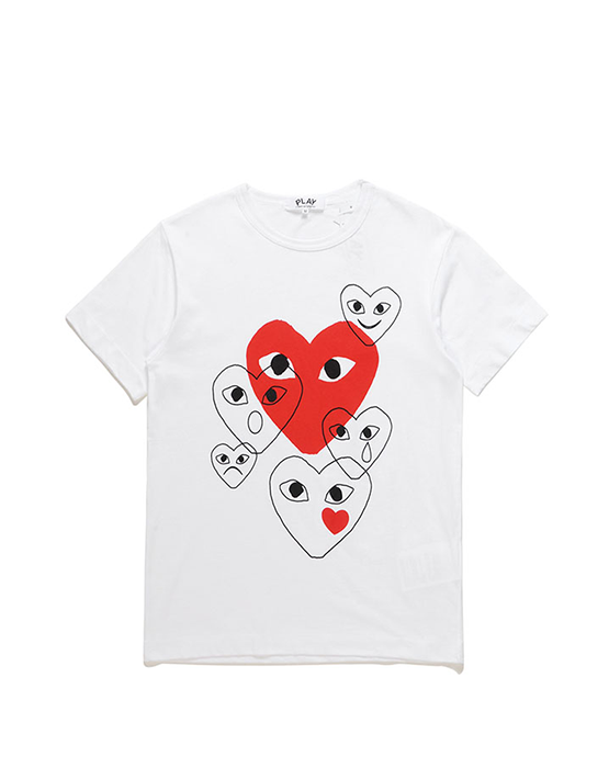 CAMISETA COMME DES GARCON WHITE MULTIPLE PRINTED HEART