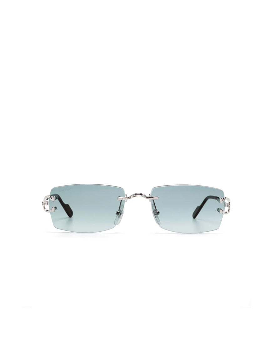 CARTIER RECTANGLE RIMLESS BLUE LENS