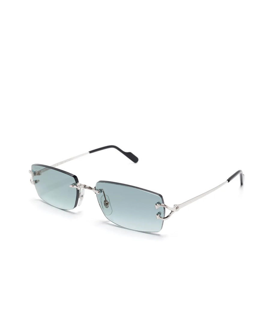 CARTIER RECTANGLE RIMLESS BLUE LENS