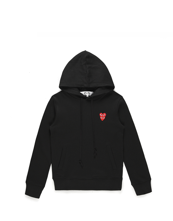 HOODIE COMME DES GARCON BLACK DOUBLE HEART