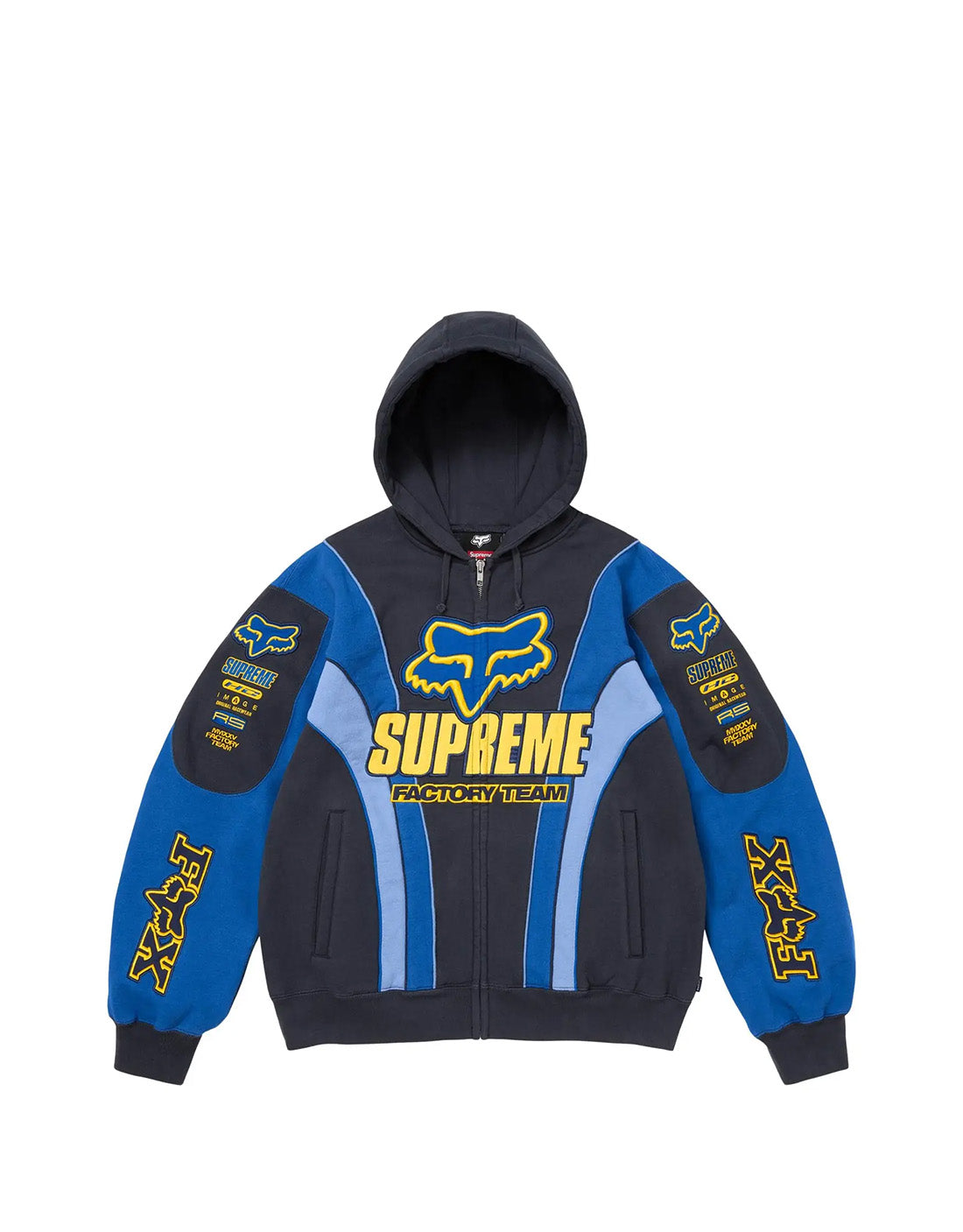 Hoodie Fox Racing Zip Up Hooded Sweatshirt Blue