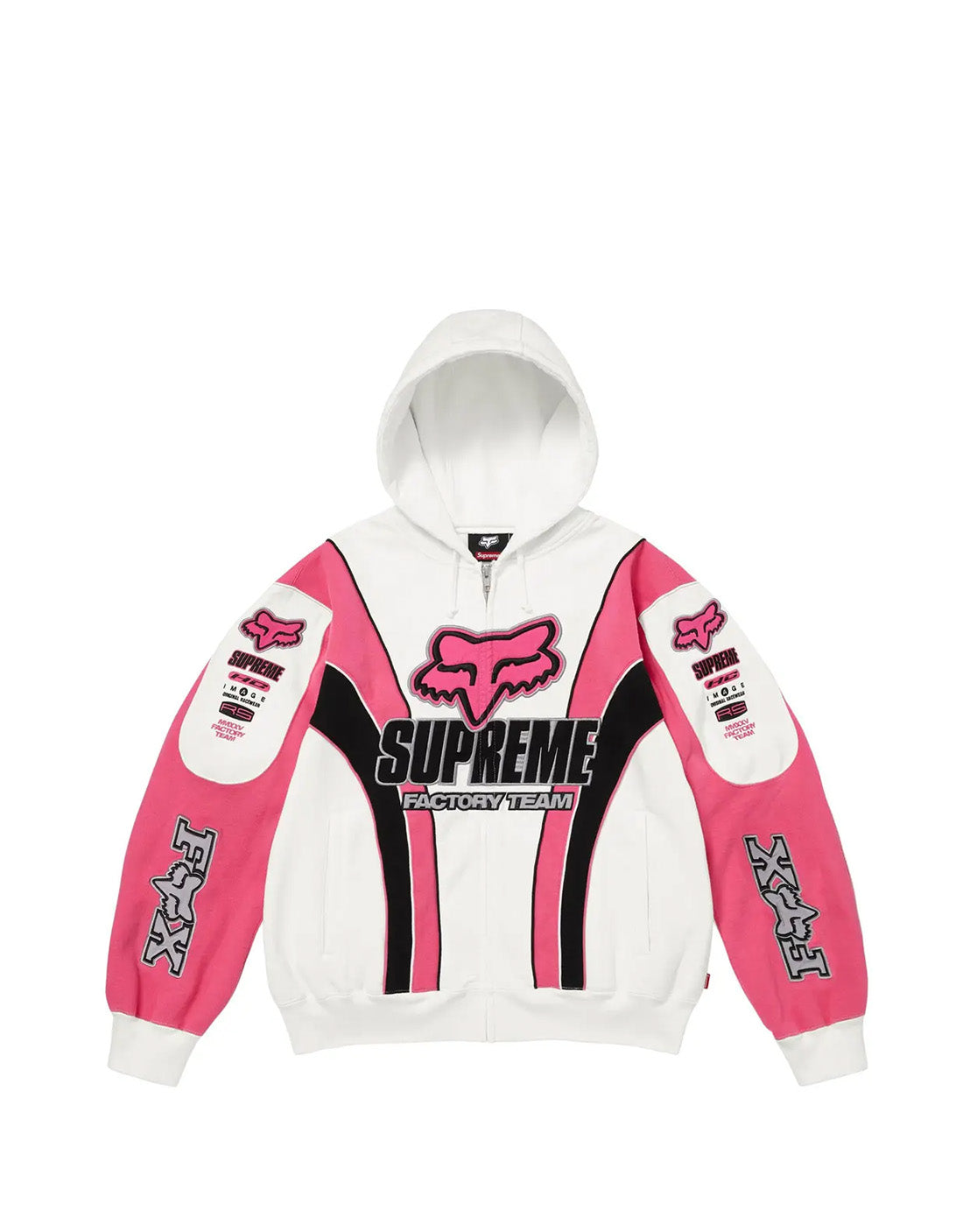 Hoodie Fox Racing Zip Up Hooded Sweatshirt pink
