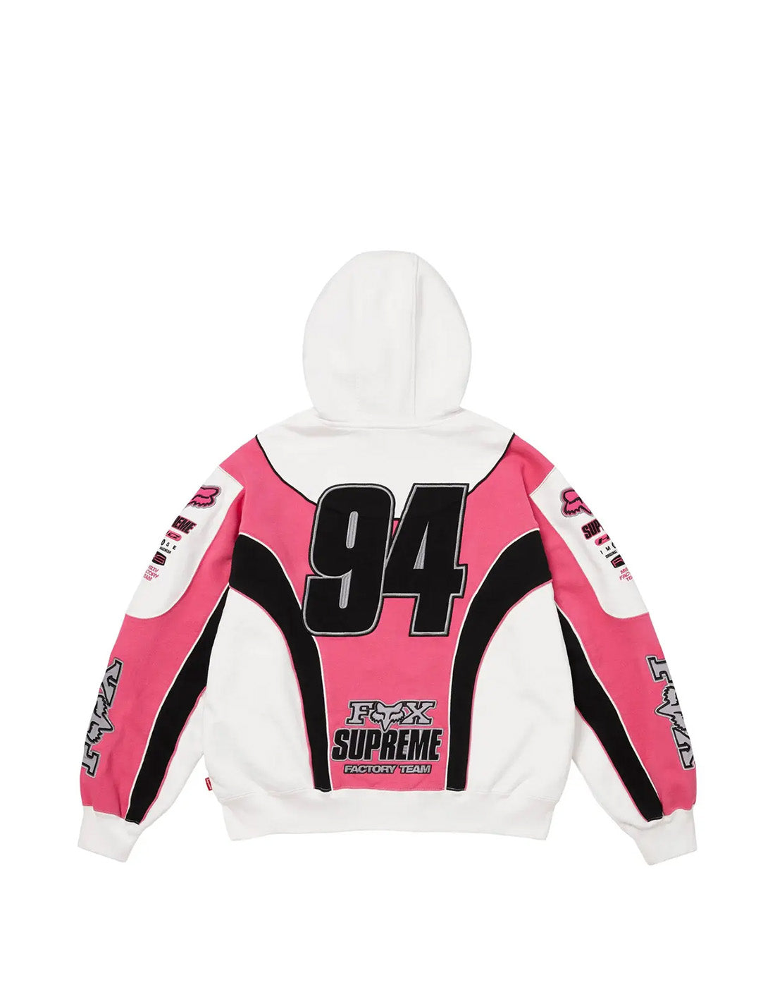 Hoodie Fox Racing Zip Up Hooded Sweatshirt pink
