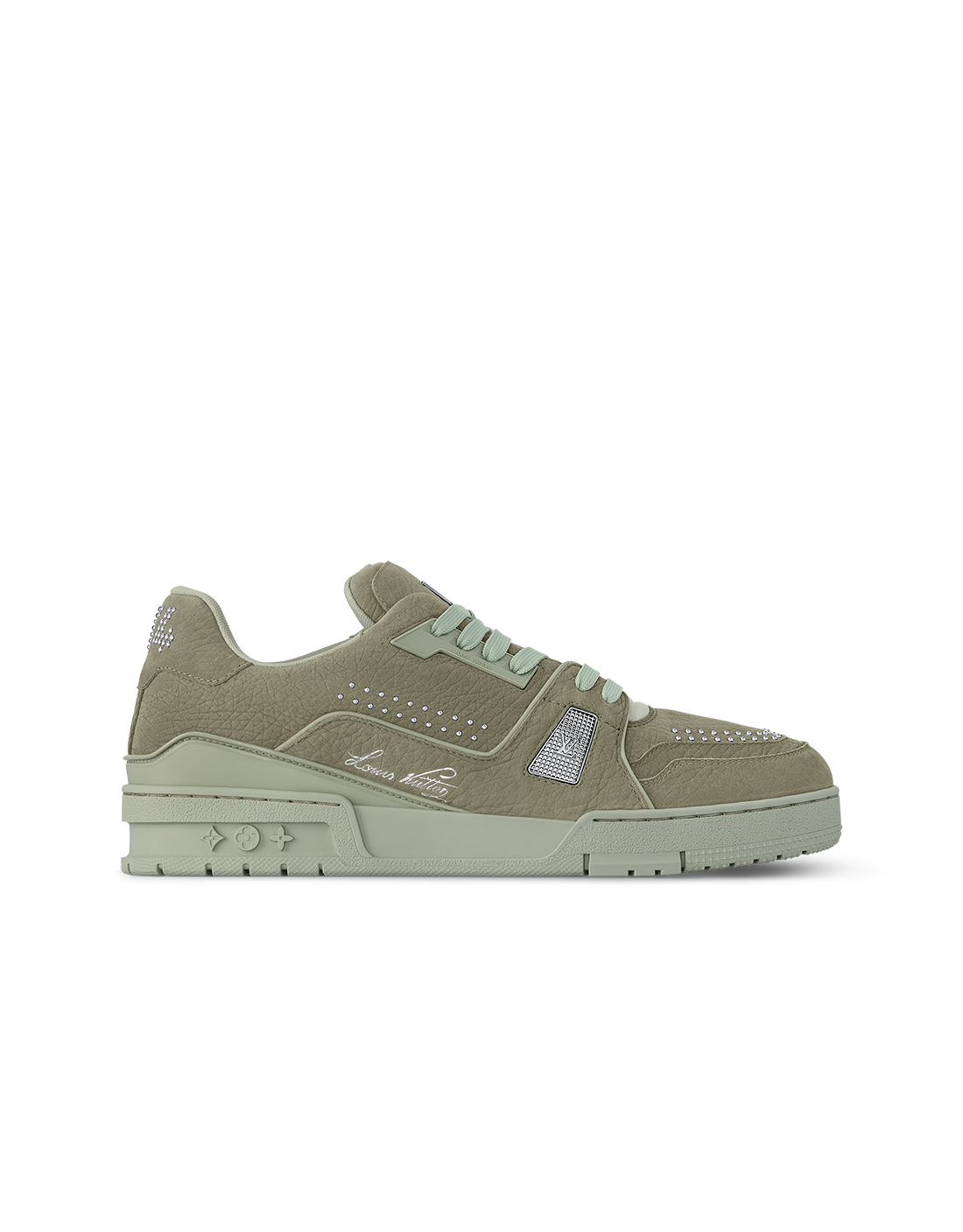 LV TRAINERS MILITARY GREEN SUEDE