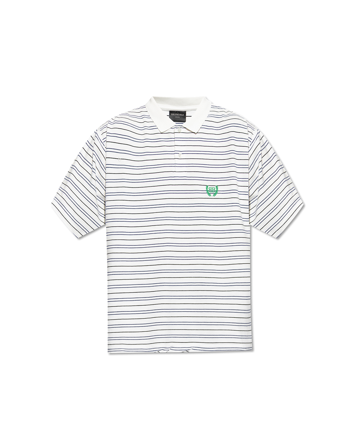 BALENCIAGA WHITE POLO WITH STRIPED PATTERN GREEN WHITE