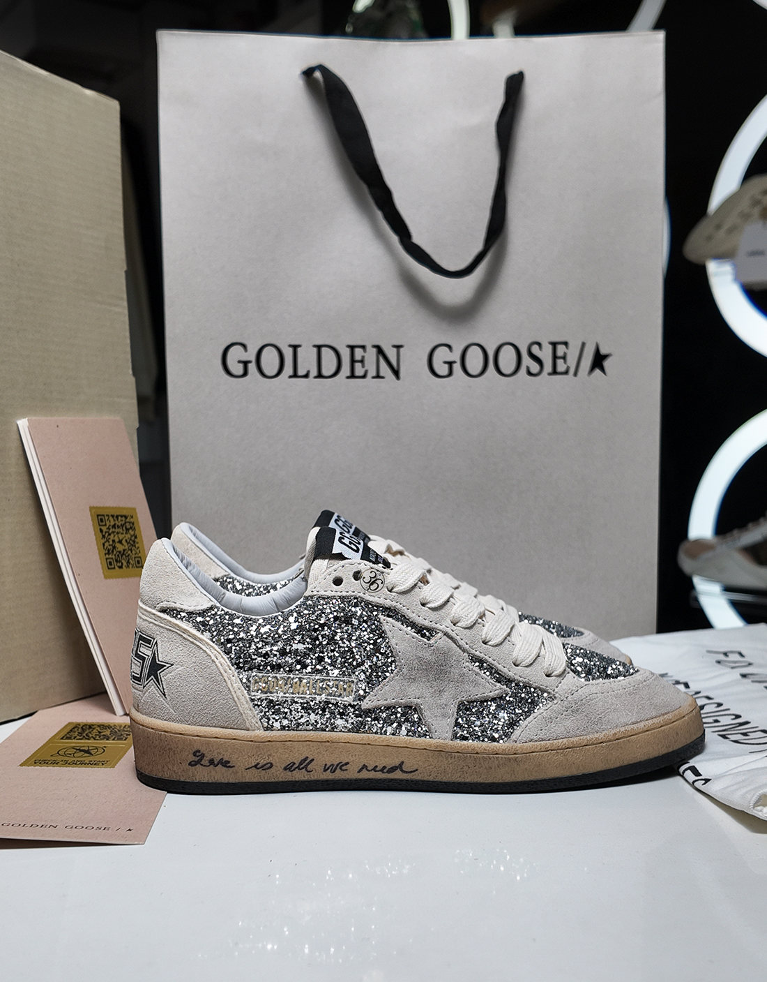 GOLDEN GOOSE BALLSTAR SILVER PEARL