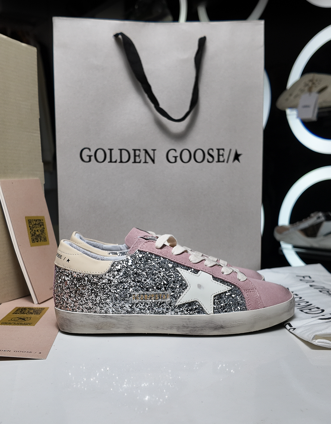 GOLDEN GOOSE SSTAR EMBELLISHED PINK