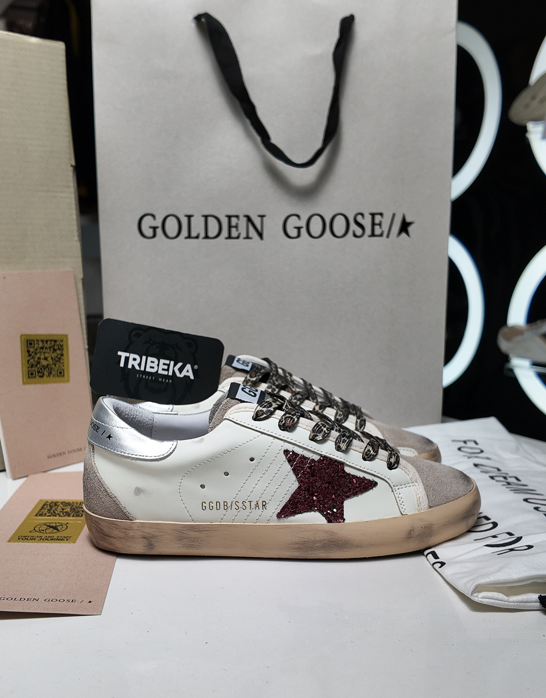 GOLDEN GOOSE SSTAR SILVER/RED