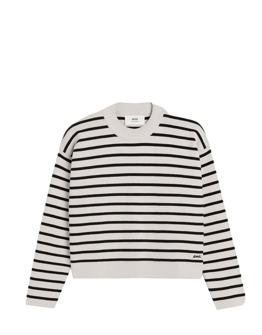 CREWNECK AMI BLUE LINES WHITE