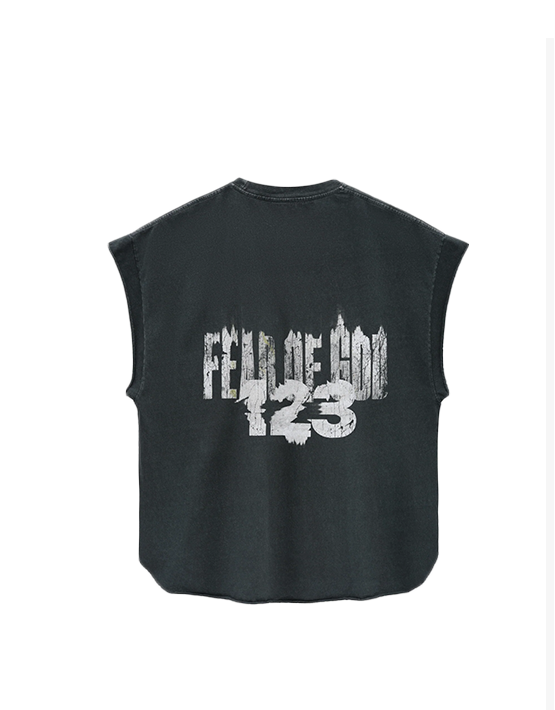 T SHIRT INRI Cut Off FOG x 123RRR BLACK