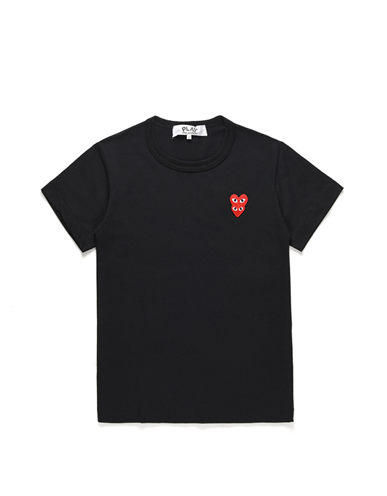 CAMISETA COMME DES GARCON DOUBLE HEART BLACK